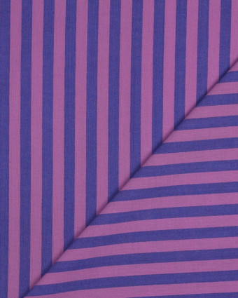 Tissu Coton à Rayures Mauve et Myrtille - Mercerine