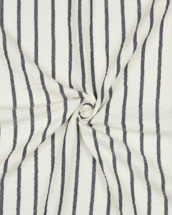 Tissu Double Gaze Rayures Bleu Marine - Mercerine