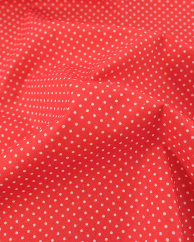 Popeline de Coton Mini Pois Rouge - Mercerine