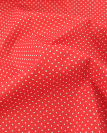 Popeline de Coton Mini Pois Rouge - Mercerine