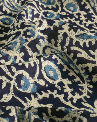 Voile de Coton Esprit Indien Paisley Indigo - Mercerine