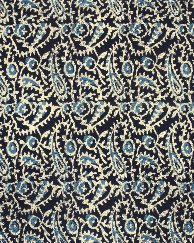 Voile de Coton Esprit Indien Paisley Indigo - Mercerine