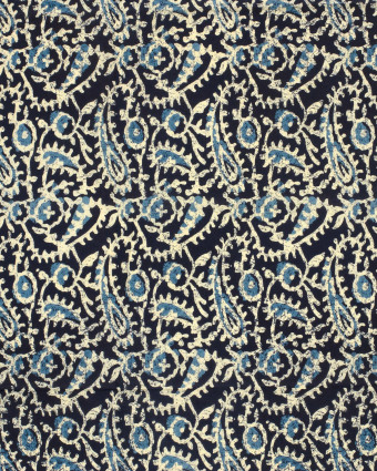 Voile de Coton Esprit Indien Paisley Indigo - Mercerine
