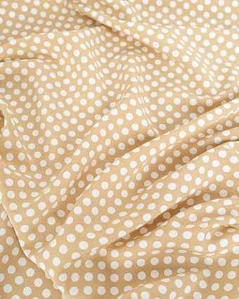 Tissu Crêpe à Petit Pois Beige - Mercerine