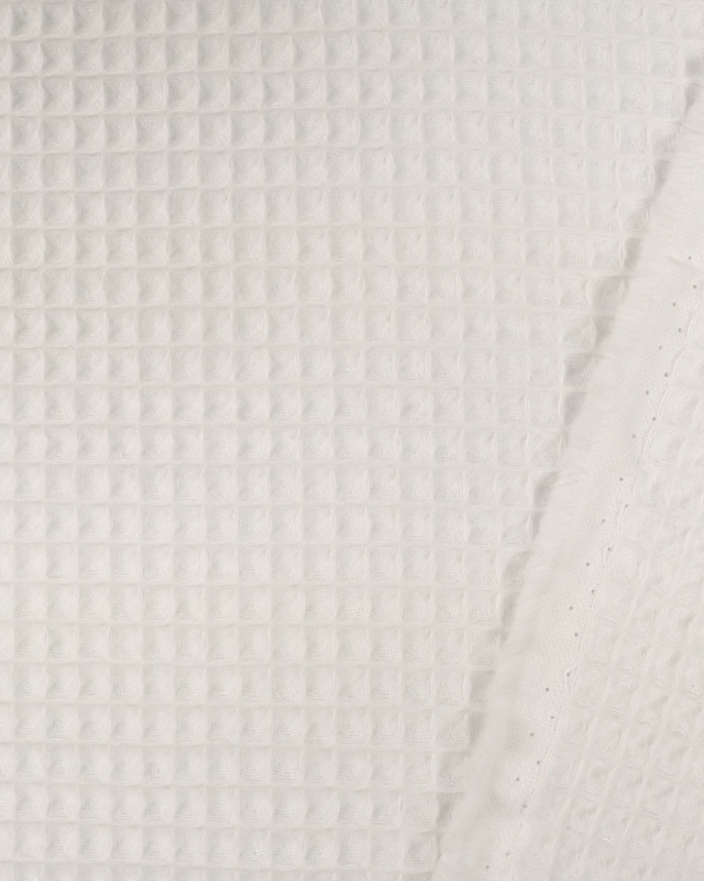 Tissu Nid Dabeille :  Oeko-tex Blanc - Mercerine
