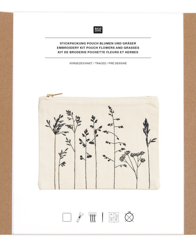 Kit Broderie Pochette - Fleurs et Herbes - Rico Design - Mercerine