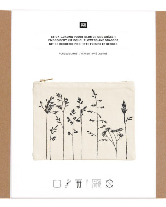 Kit Broderie Pochette - Fleurs et Herbes - Rico Design - Mercerine