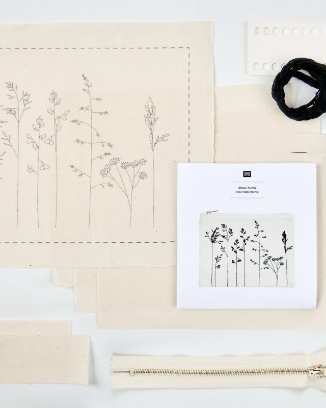 Kit Broderie Pochette - Fleurs et Herbes - Rico Design - Mercerine