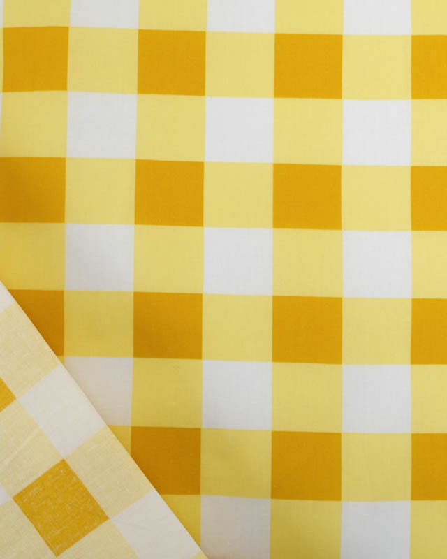 Tissu Déperlant Vichy Jaune - Mercerine
