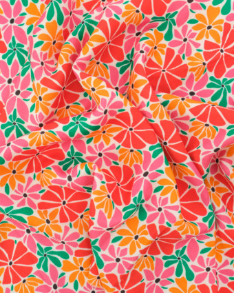 Tissu Viscose Twill Flower Power Multicolore - Mercerine