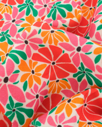 Tissu Viscose Twill Flower Power Multicolore - Mercerine