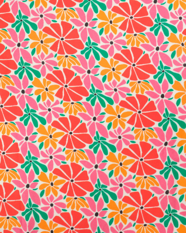 Tissu Viscose Twill Flower Power Multicolore - Mercerine