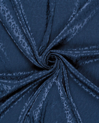Tissu Satin Motif Léopard Ton sur Ton Bleu Marine - Mercerine