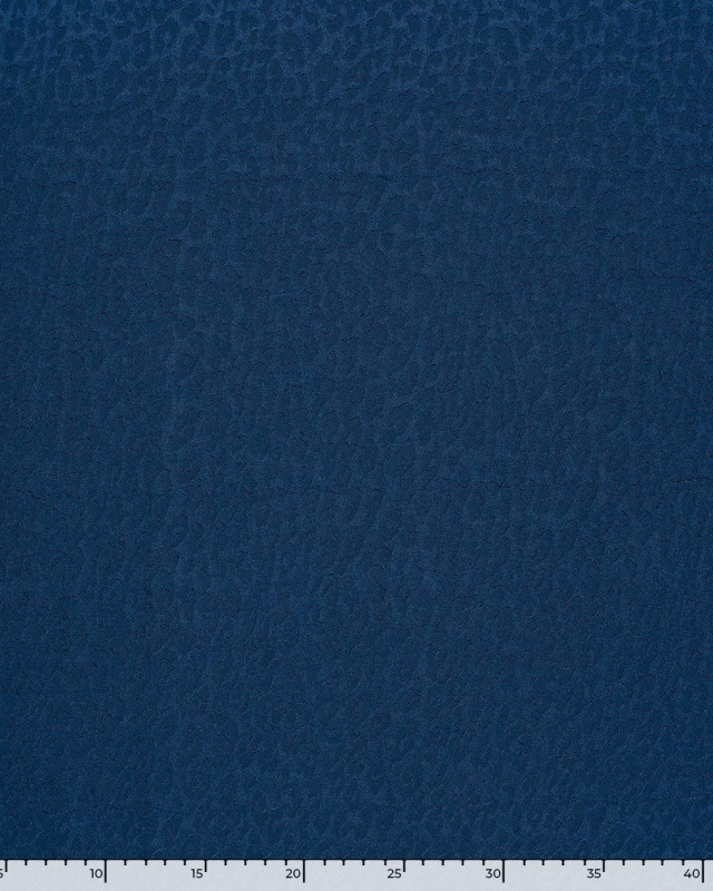 Tissu Satin Motif Léopard Ton sur Ton Bleu Marine - Mercerine