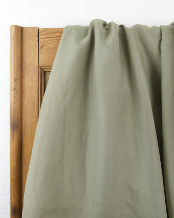  Tissu Soie coton vert kaki - 10cm -  Mercerine