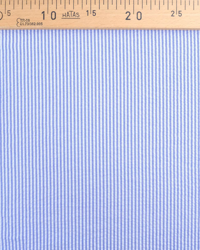 Tissu Seersucker Rayures Bleu Oeko-Tex  - Mercerine