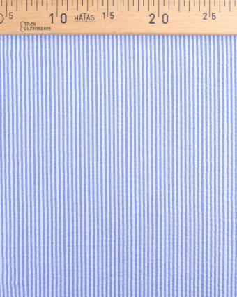 Tissu Seersucker Rayures Bleu Oeko-Tex  - Mercerine