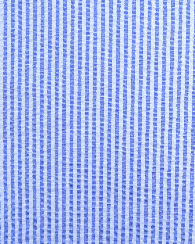 Tissu Seersucker Rayures Bleu Oeko-Tex  - Mercerine