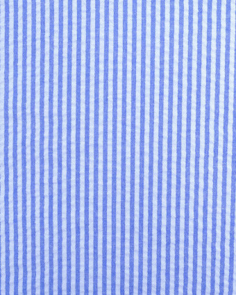 Tissu Seersucker Rayures Bleu Oeko-Tex  - Mercerine