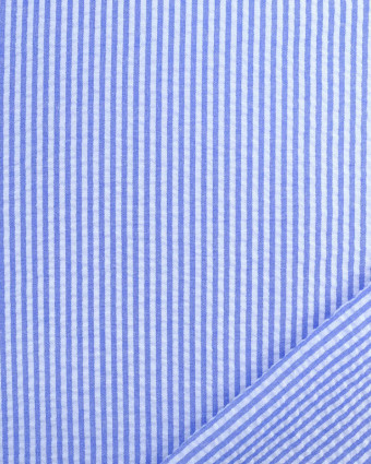 Tissu Seersucker Rayures Bleu Oeko-Tex  - Mercerine