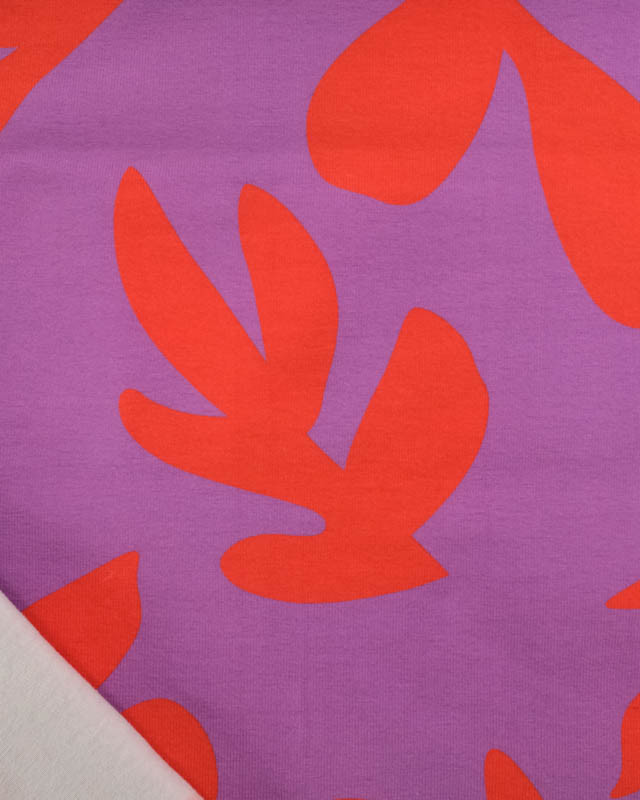 Tissu Jersey de Coton Mona Violine et Rouge - Mercerine