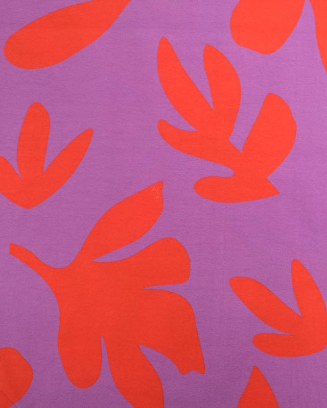 Tissu Jersey de Coton Mona Violine et Rouge - Mercerine