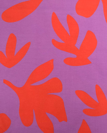 Tissu Jersey de Coton Mona Violine et Rouge - Mercerine