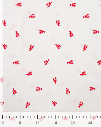 Popeline de Coton Ecrue Petits Homards Rouges - Mercerine