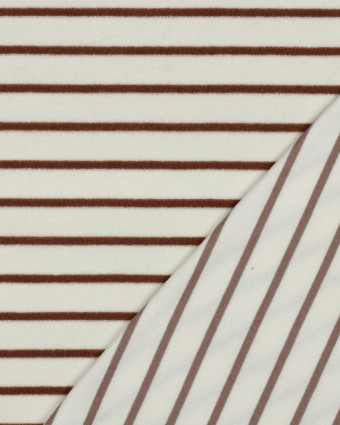Tissu Jersey Mini Eponge Ecru à Rayures Caramel - Mercerine