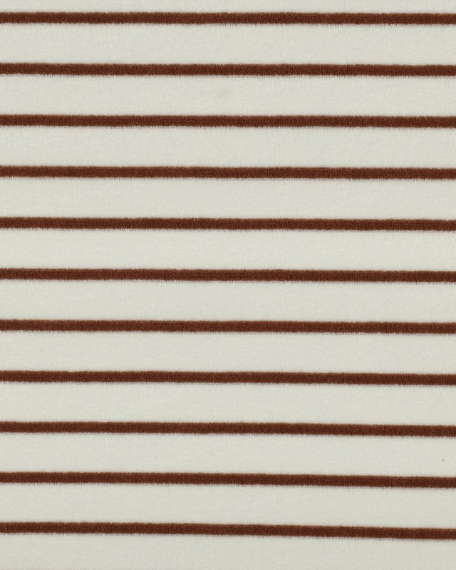 Tissu Jersey Mini Eponge Ecru à Rayures Caramel - Mercerine