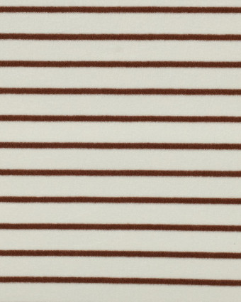 Tissu Jersey Mini Eponge Ecru à Rayures Caramel - Mercerine