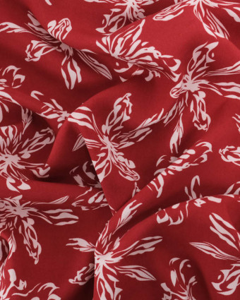 Viscose Bordeaux Grandes Fleurs Blush - Mercerine