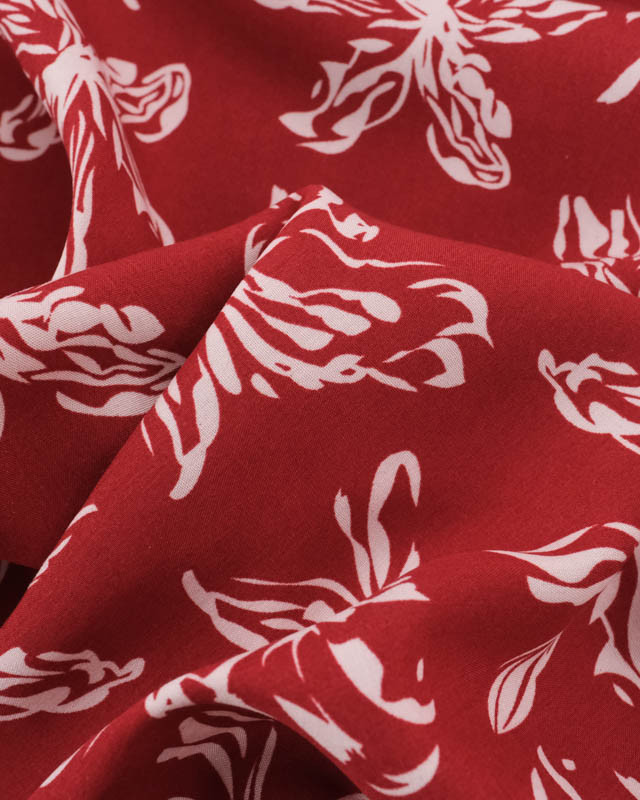 Viscose Bordeaux Grandes Fleurs Blush - Mercerine