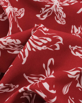Viscose Bordeaux Grandes Fleurs Blush - Mercerine