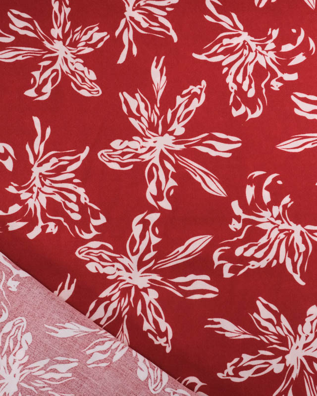 Viscose Bordeaux Grandes Fleurs Blush - Mercerine