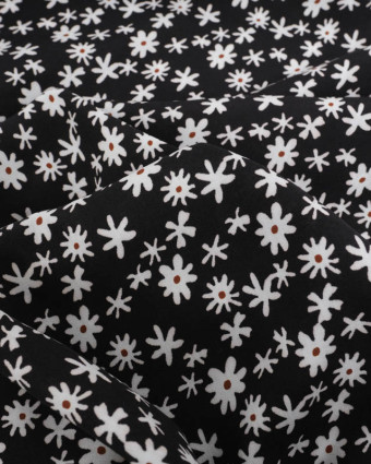 Viscose Noire Petites Marguerites  - Mercerine