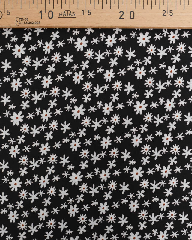 Viscose Noire Petites Marguerites  - Mercerine