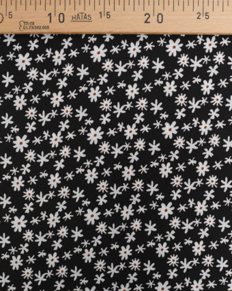 Viscose Noire Petites Marguerites  - Mercerine