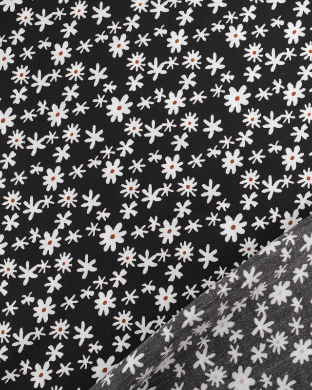 Viscose Noire Petites Marguerites  - Mercerine