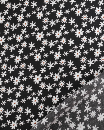 Viscose Noire Petites Marguerites  - Mercerine