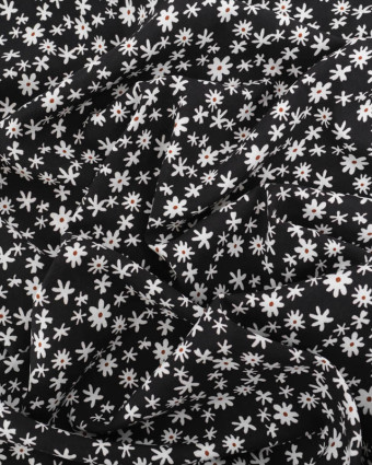Viscose Noire Petites Marguerites  - Mercerine