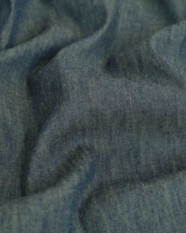 Tissu Chambray Bleu Foncé Envers Citron - Mercerine