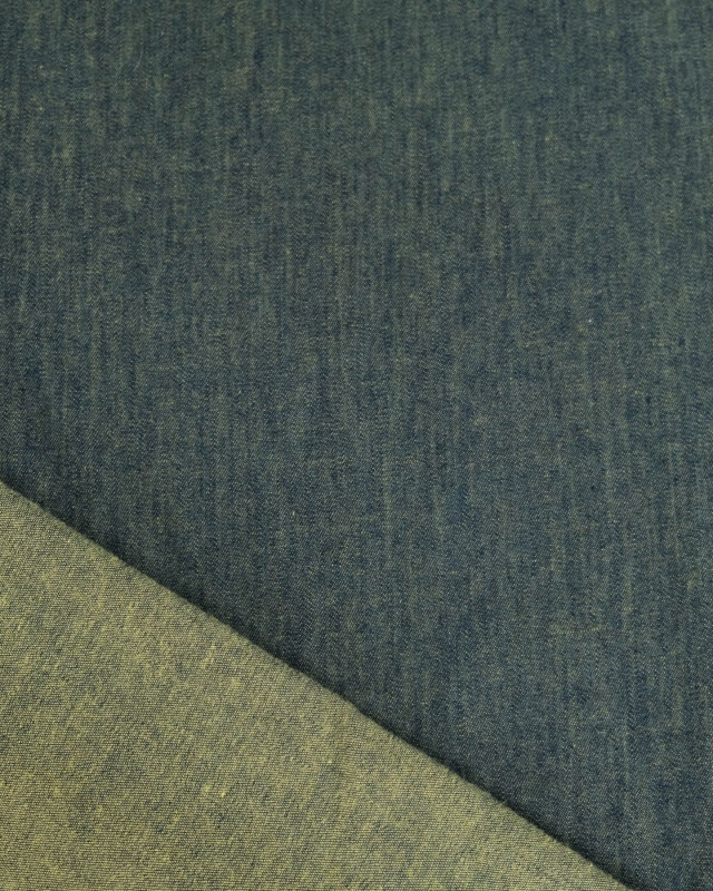 Tissu Chambray Bleu Foncé Envers Citron - Mercerine