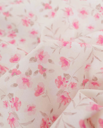 Popeline de Coton Imprimé Digital Petites Fleurs Roses Vintages - Mercerine