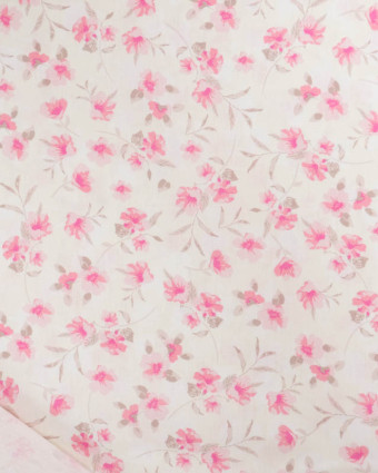 Popeline de Coton Imprimé Digital Petites Fleurs Roses Vintages - Mercerine