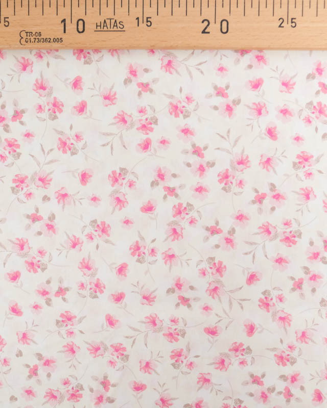 Popeline de Coton Imprimé Digital Petites Fleurs Roses Vintages - Mercerine