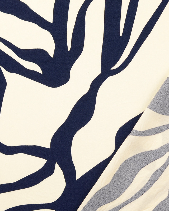 Popeline de Viscose Grand Motif Abstrait Bleu Marine - Mercerine