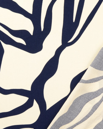 Popeline de Viscose Grand Motif Abstrait Bleu Marine - Mercerine