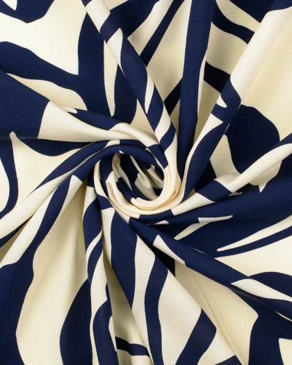 Popeline de Viscose Grand Motif Abstrait Bleu Marine - Mercerine