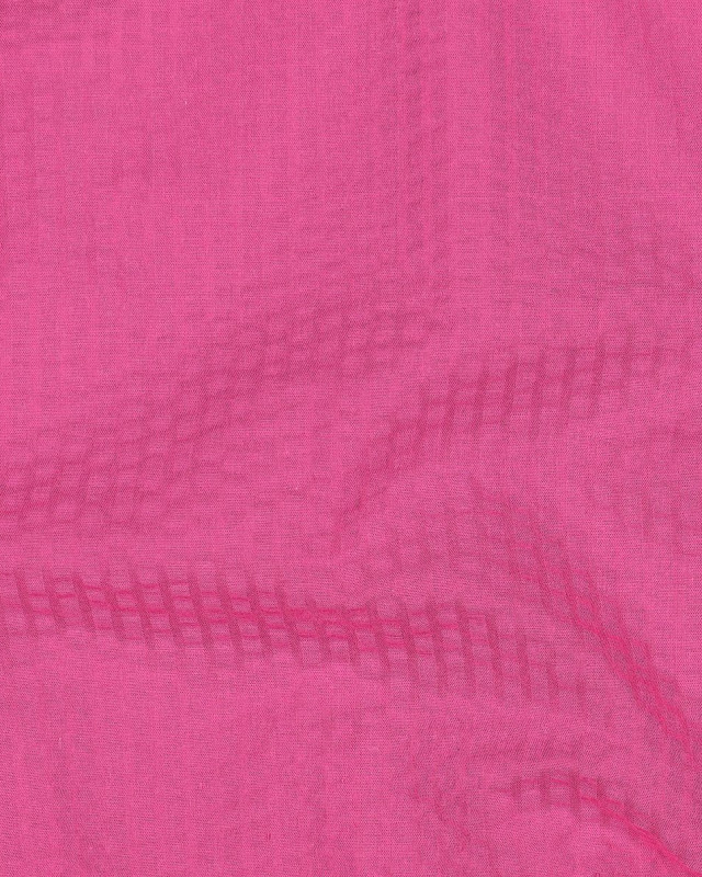 Tissu Seersucker Uni Rayures  Rose Fuchsia - Mercerine